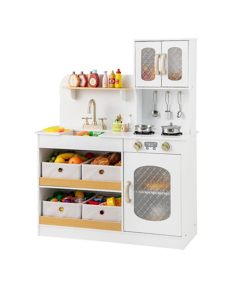 Hongge Kids Kitchen Playset with Cuttable Veggies, Cookware, and Utensils