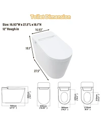 Casainc Smart Bathroom Fixture Tankless,Auto Open/Close,Elongated Heated Seat,Warm Wash/Dryer,Dryer,Night Light