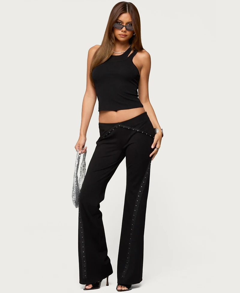 Edikted Women's Hook & Eye Bootcut Pants