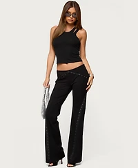 Edikted Women's Hook & Eye Bootcut Pants