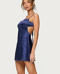 Edikted Women's Kara Embroidered Satin Effect Mini Dress