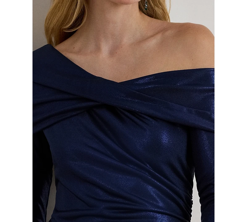 Lauren Ralph Women's Metallic Off-the-Shoulder Cocktail Dress