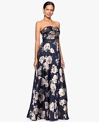 Betsy & Adam Petite Strapless A-Line Long Dress