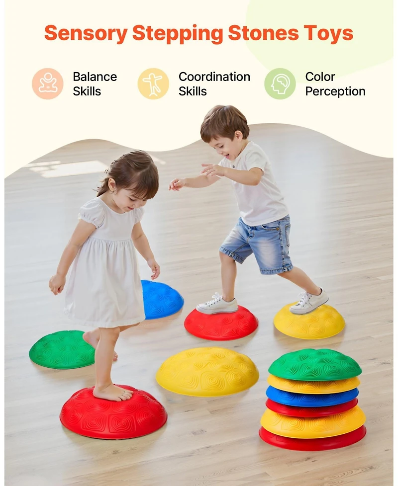 Sugift 6-pc Turtle Balance Stepping Stones for Sensory Play, 220 lb Rated