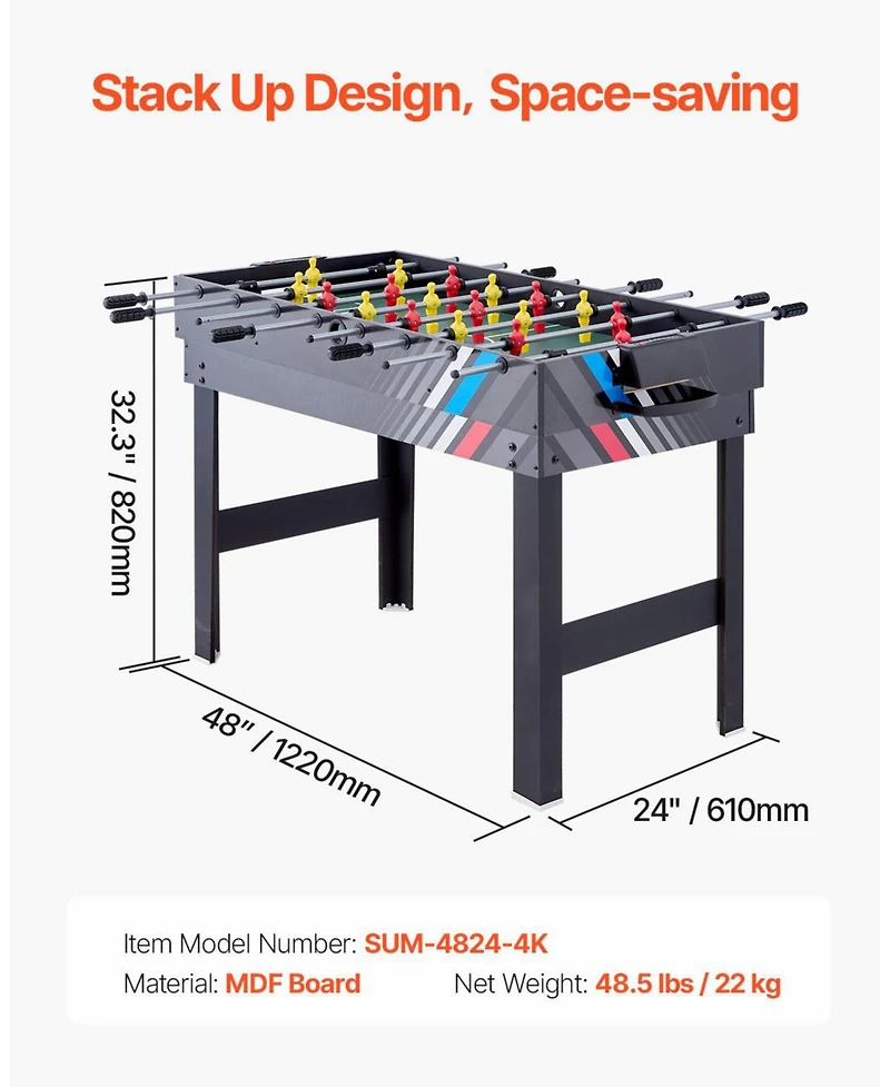 Mecale 4-in-1 Combo Game Table, 48" Air Hockey, Pool, Foosball and Ping Pong Multi-Game Table for Family Game Rooms