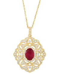 Effy Collection Ruby (1-3/8 ct. t.w.) & Diamond (5/8 ct. t.w.) Pendant Necklace in 14k Yellow Gold