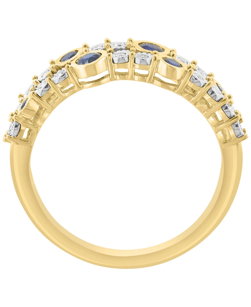 Effy Collection Sapphire (1/4 ct. t.w.) & Diamond (1/10 ct. t.w.) Ring in Gold Over Silver