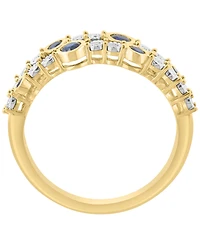 Effy Collection Sapphire (1/4 ct. t.w.) & Diamond (1/10 ct. t.w.) Ring in Gold Over Silver