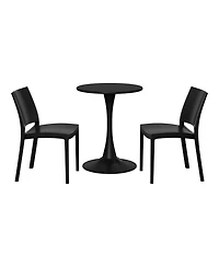 WestinTrends 3-Piece Outdoor Round Metal Patio Dining Table Set With Stackable Side Chairs