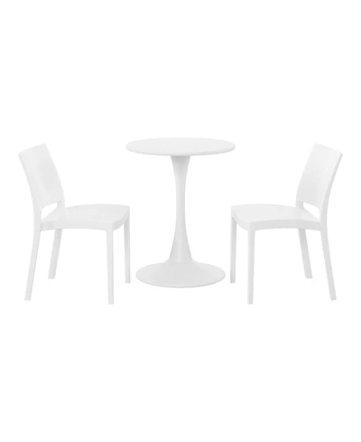 WestinTrends 3-Piece Outdoor Round Metal Patio Dining Table Set With Stackable Patio Dining Side Chairs