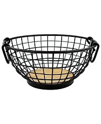 Spectrum Madison Fruit Bowl Wire Basket with Wood Base