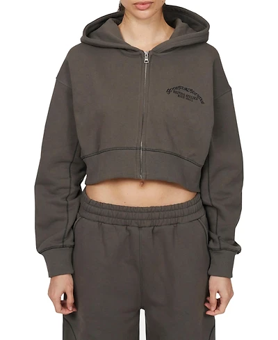 Good For Nothing Women's Coverlock Vintage Crop Zip Hoodie