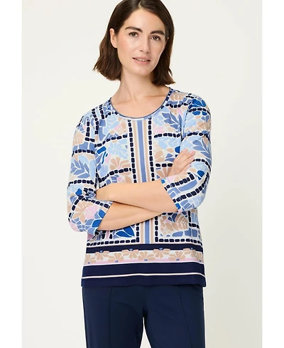 Olsen Women's Floral & Border Print T-Shirt