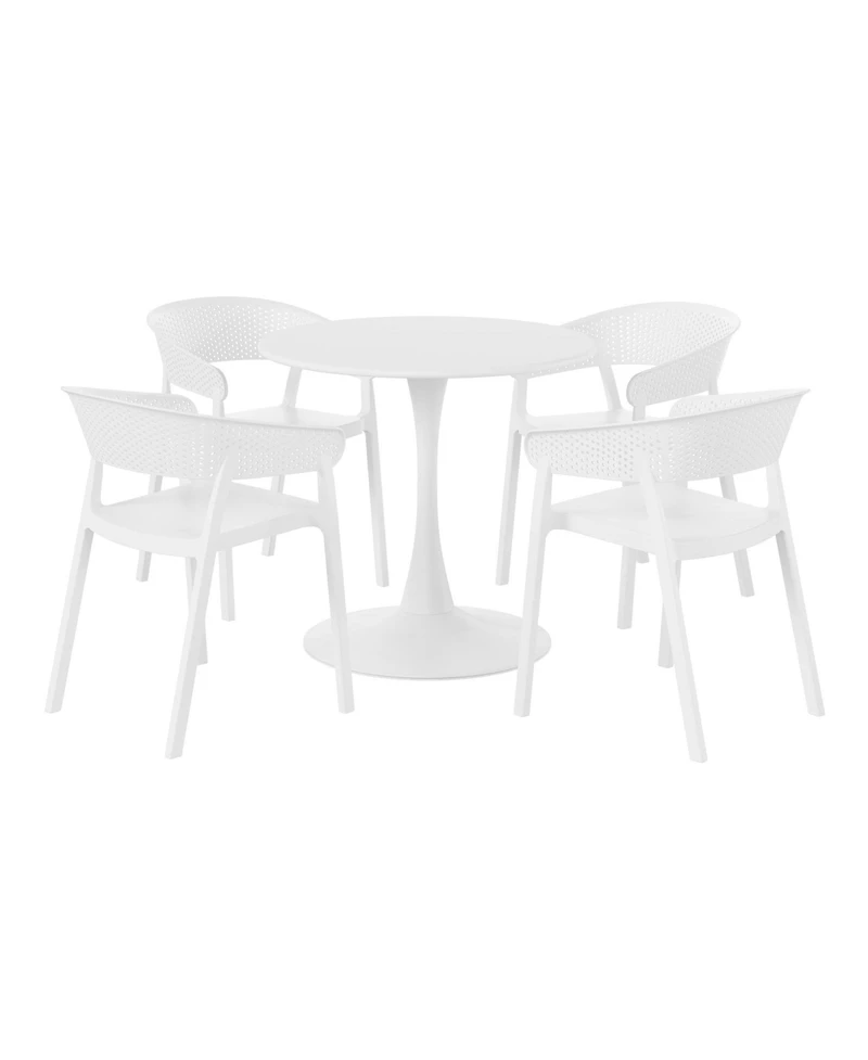 WestinTrends -Piece Indoor Outdoor Metal Patio Dining Table Set With Stackable Patio Chairs