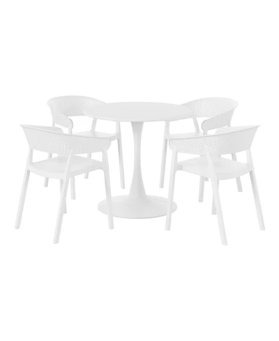 WestinTrends -Piece Indoor Outdoor Metal Patio Dining Table Set With Stackable Patio Chairs