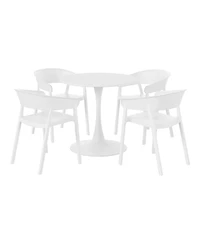 WestinTrends -Piece Indoor Outdoor Metal Patio Dining Table Set With Stackable Patio Chairs