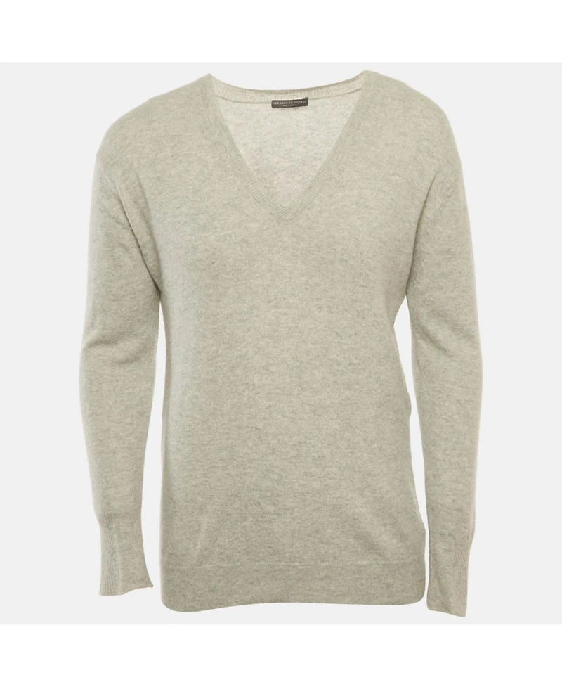 Pre-Owned Alexander Mcqueen Men's Grey Knit V-Neck Sweater