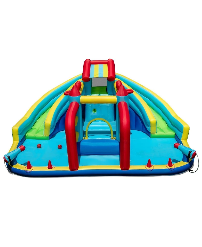 Hongge Inflatable Water Slide Park With Dual Slides Bounce House And Obstacle Course