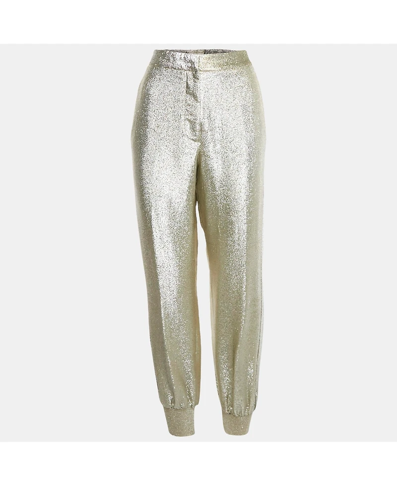Pre-Owned Stella Mccartney Women's Metallic Lurex Jogger Trousers