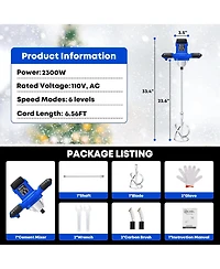 Silvel 2300W Electric Cement Mixer 110V Blue 6 Speed Handheld Concrete Mortar Mud Mixer Lightweight Ventilated Design for Home Renovation Use
