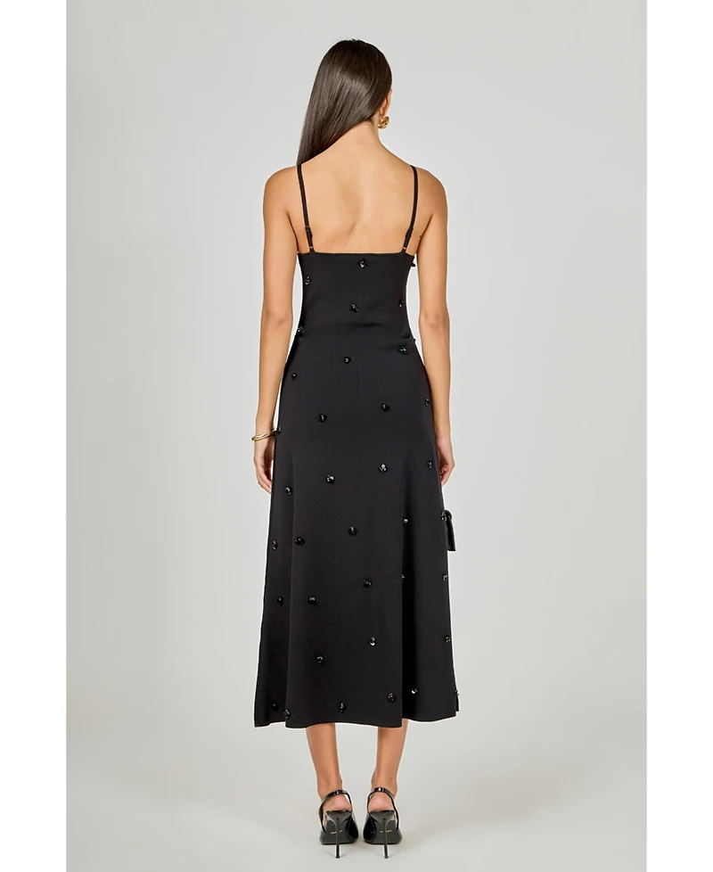 endless rose Women's Embellished Knit Midi Dress