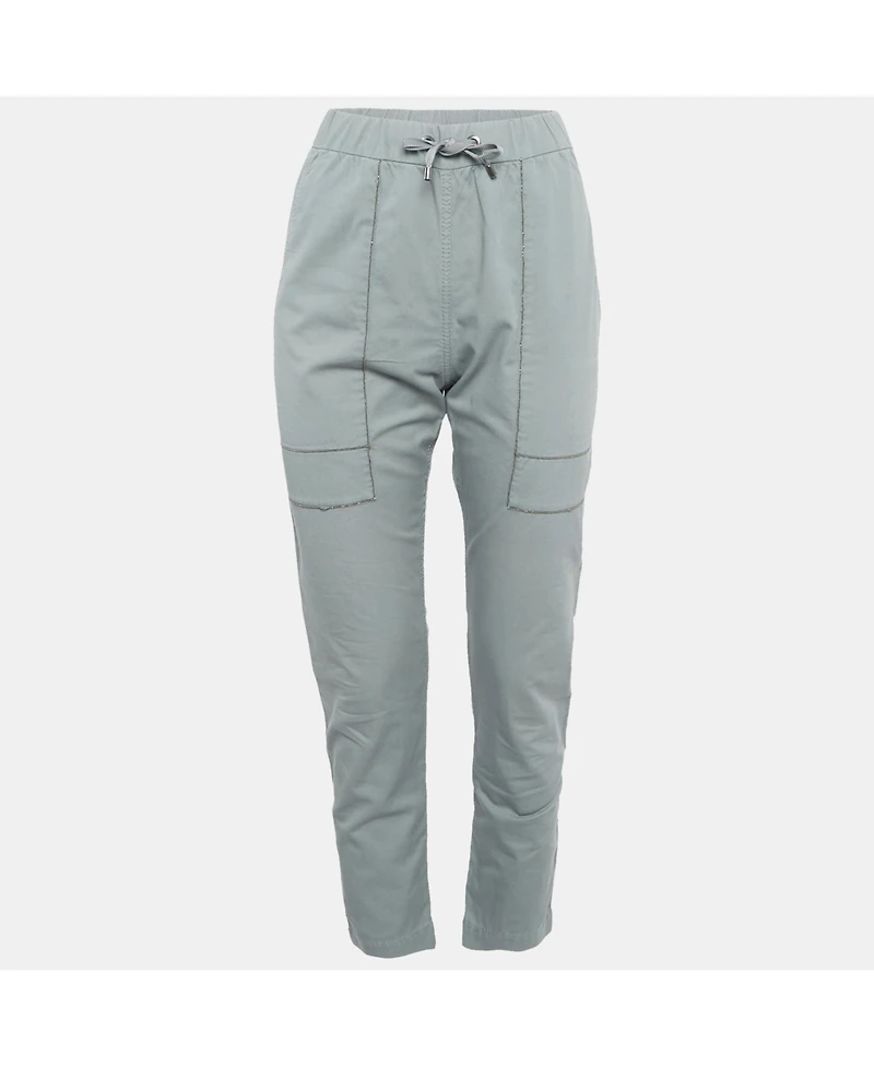Pre-Owned Brunello Cucinelli Women's Gabardine Monili Detail Trousers