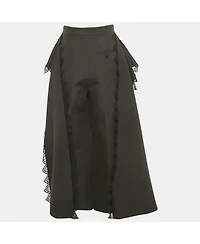 Pre-Owned Alexander Mcqueen Women's Cotton And Silk Lace Trim Wide Leg Trousers