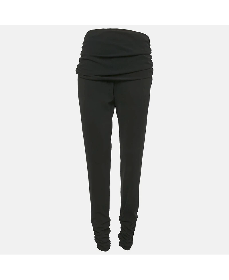 Pre-Owned Moschino Women's Cheap And Chic Black Crepe Ruche Detail Trousers