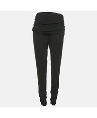 Pre-Owned Moschino Women's Cheap And Chic Black Crepe Ruche Detail Trousers