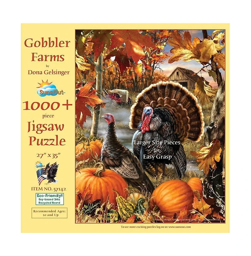 SunsOut Gobbler Farms 1000 piece Jigsaw Puzzle for Adults Large Pieces Thanksgiving