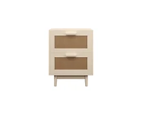 sumyeg Burly Wood Nightstand 2 Faux Rattan Drawers Accent Table