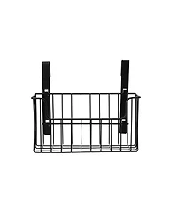 Household Essentials Over the Door Cut Out Metal Basket, Black
