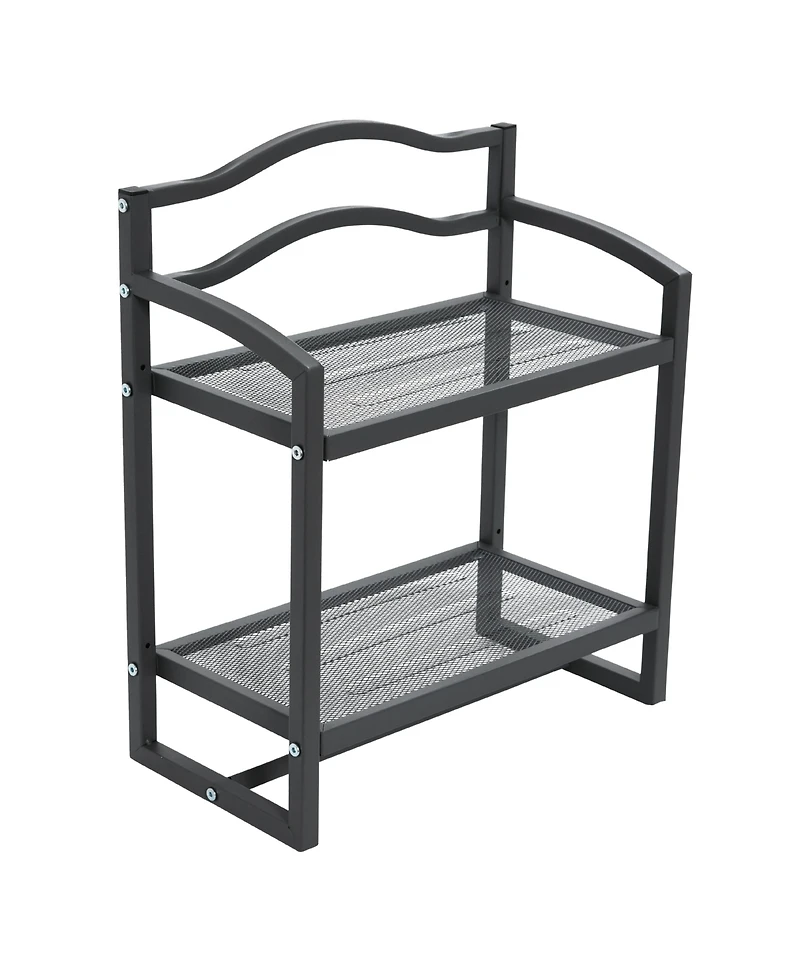 Household Essentials 2-Tier Metal Wall Mount Bathroom Storage Rack, Grey