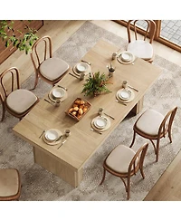 Tribesigns 63 Inches Farmhouse Dining Table for 6, Modern Kitchen Table with Fluted Line for Dining Room