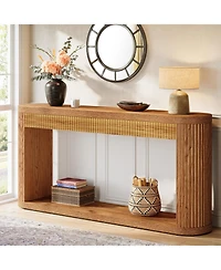 Tribesigns 63 Inch Fluted Console Table for Entryway, Narrow Wood Sofa Table Behind Couch