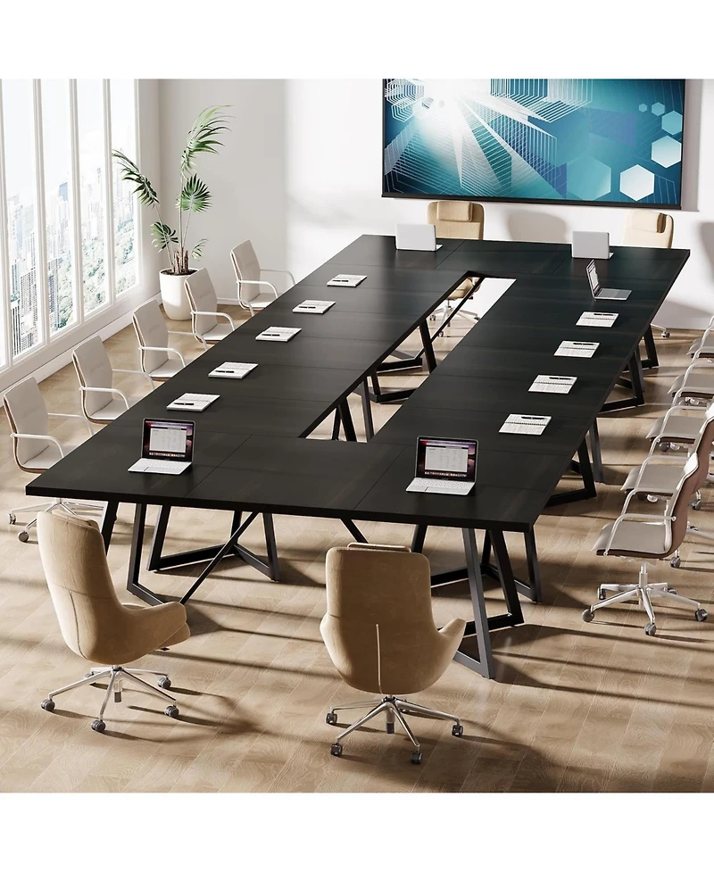 Tribesigns 70.87" Conference Table, Rectangular Seminar Table Boardroom Desk for Office Meeting Conference Room