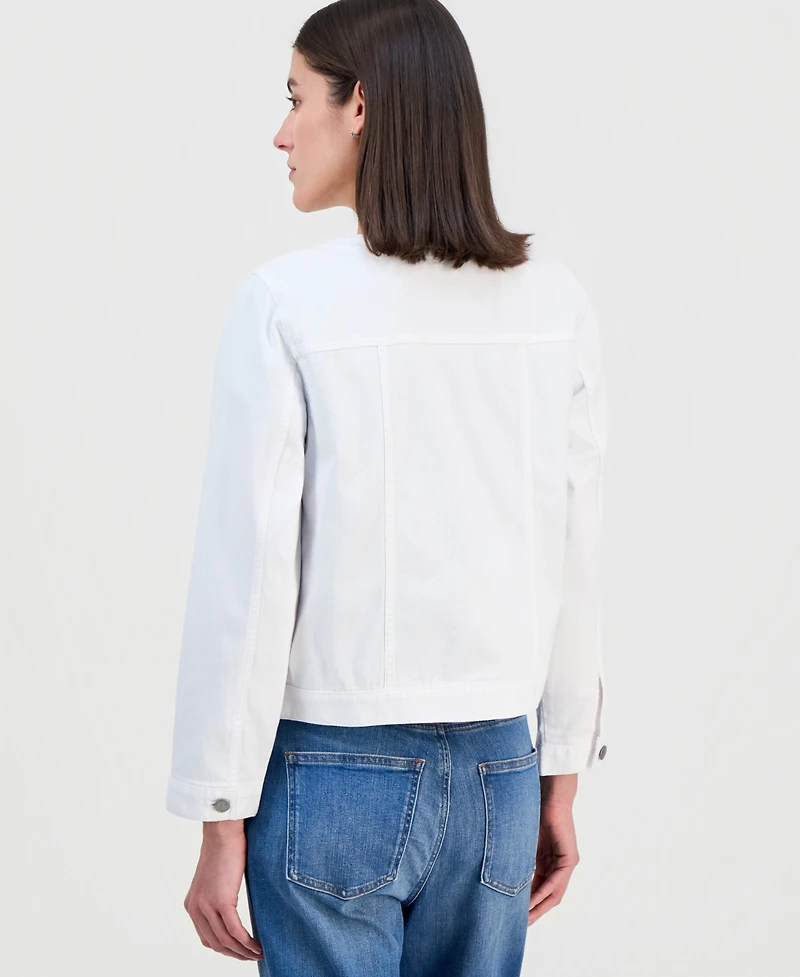 Eileen Fisher Petite Round-Neck Denim Jacket