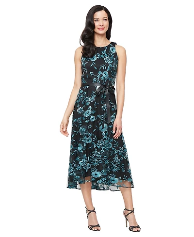 Alex Evenings Women's Embroidered Tulle Midi Dress