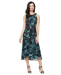 Alex Evenings Women's Embroidered Tulle Midi Dress