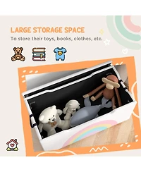 Qaba Kids Toy Box Chest, Lightweight Toy Organizer with Storage, Top Lid, and Side Handles for Nursery Room, Playroom, Bedroom, Aged 3-8 Years Old, 29
