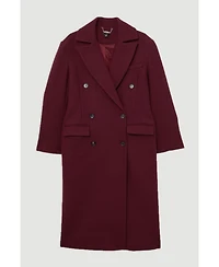 Karen Millen Women's Wool Double Breasted Tailored Midi Coat