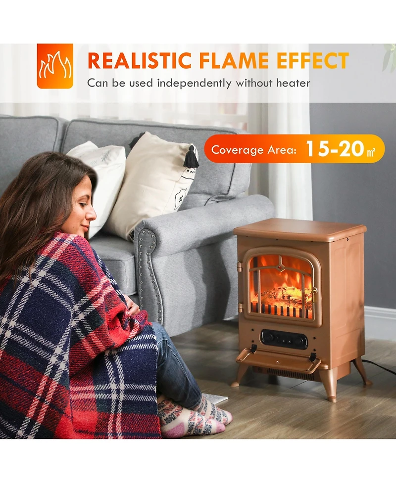 Homcom Electric Fireplace Heater with Realistic Led Flames