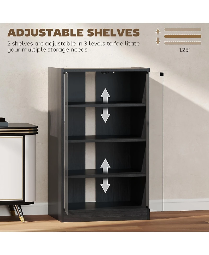 Homcom 5-Tier Media Stand Cabinet w/3-Level Adjustable Shelves & Tempered Glass