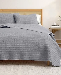 Linery & Co. 3-Pc. 100% Cotton Honeycomb Waffle Garment Washed Quilt Set