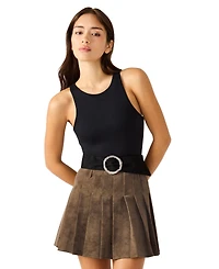 Steve Madden Women's Hammered Circle Buckle Sash Belt