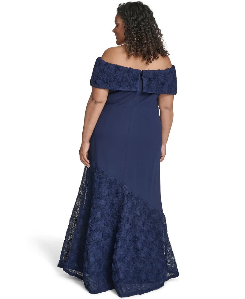 Eliza J Plus Off-The Shoulder Mermaid Gown