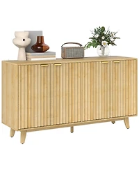 Homcom 55" Modern Sideboard Buffet Cabinet with Fluted Doors Wood Legs