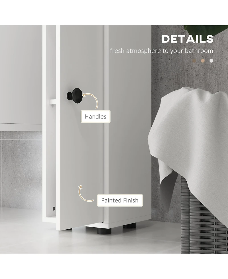 Kleankin Bathroom Storage Cabinet w/ Shelves, Toilet Paper Cabinet, White