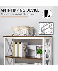 Homcom 4-Tier Shelving Bookcase Storage Cupboard with Pull Out Drawer, White