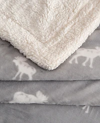 Linery & Co. Velvet Plush Reversible Sherpa Throw Blanket